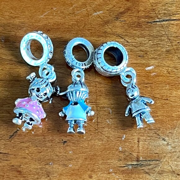 925 Children Set of Three European Bead pandorastyle Charms - Picture 2 of 2